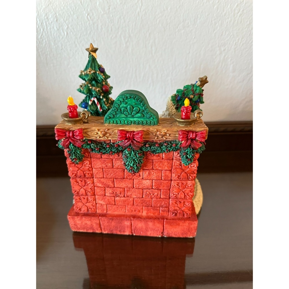 Large Resin Santa in Front of Fireplace Sleeping Figurine - Picture 3 of 5